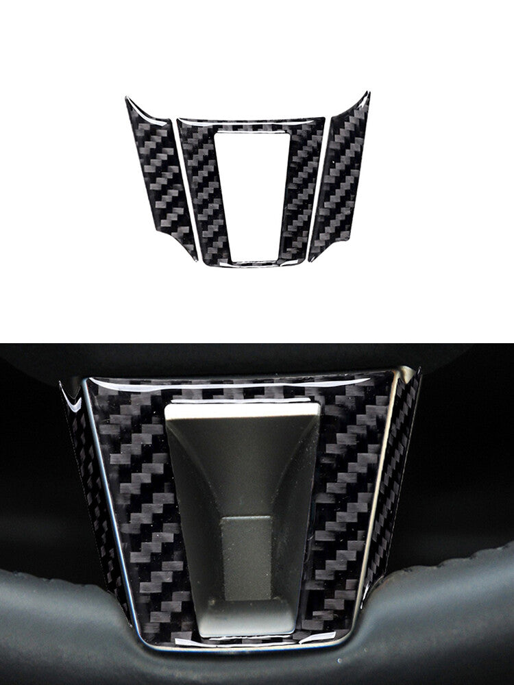 for Jaguar XF 2009-2011 3Pcs Steering Wheel Decor Panel Trim Cover Carbon Fiber