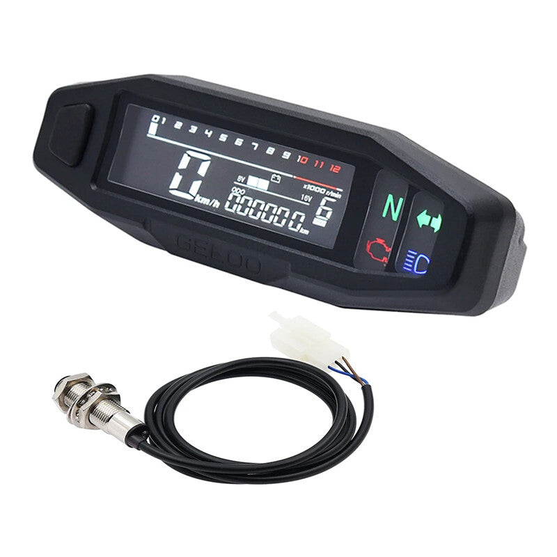 Motorcycle Speedometer Oil Gauge Tachometer Digital Meter LCD Display Instrument
