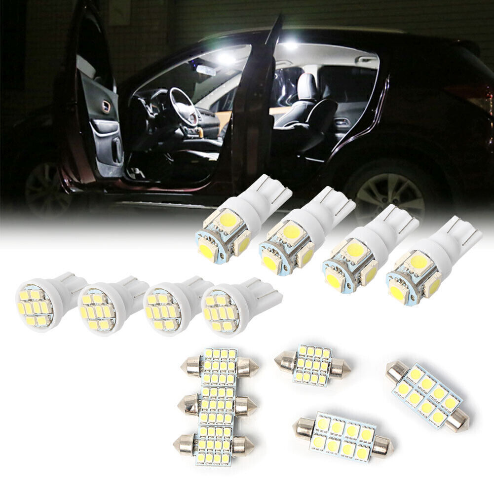 14pcs White LED Lighting Package for T10 31mm 42mm Dome Map Interior Lamps