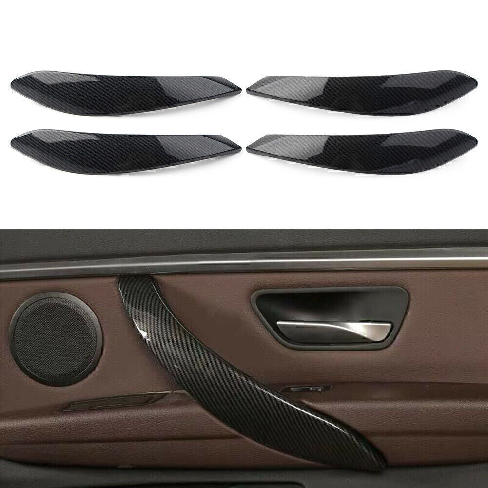 4Pcs Carbon Fiber Inner Door Handle Panel Cover Trim for BMW 3 4 Series 3GT