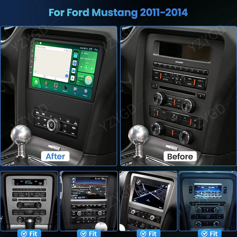10 Android 14 Car Radio Apple Carplay for Ford for Mustang 2010-2014 Stereo GPS Nav