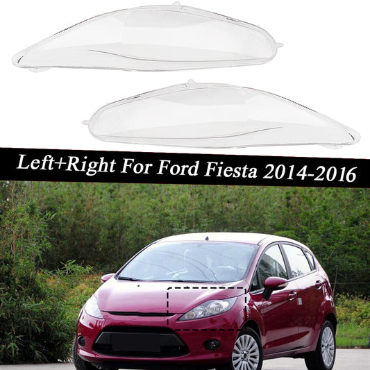 Left+Right Headlight Lens Headlamp Cover Transparent Shell for Ford Fiesta 14-16