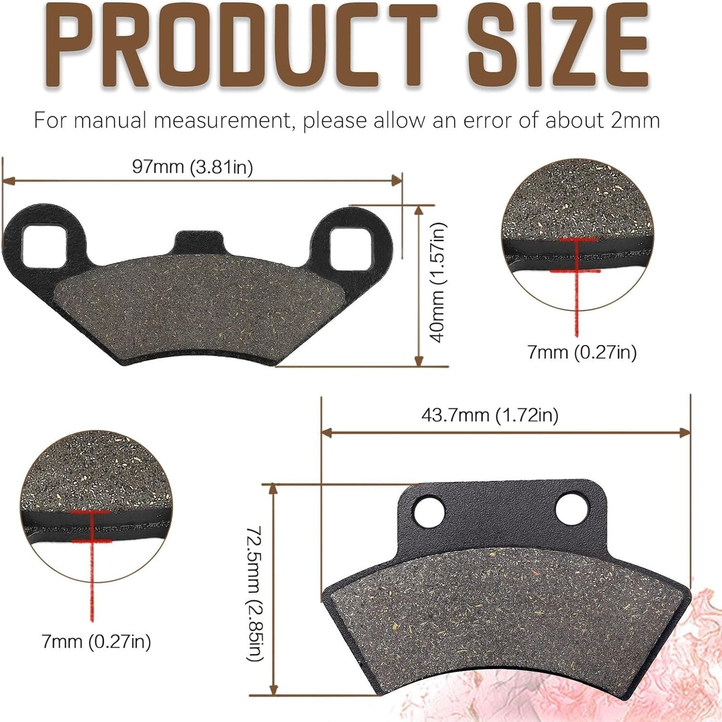 Brake Pads for Polaris Sportsman 500 400 350 Xplorer 300 400 500 Big Boss 250