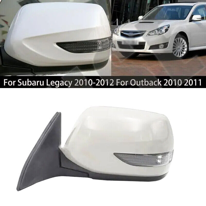 1Pair Door Wing Mirror 9Pins Power Fold Heated White for Subaru Legacy 2010-2012