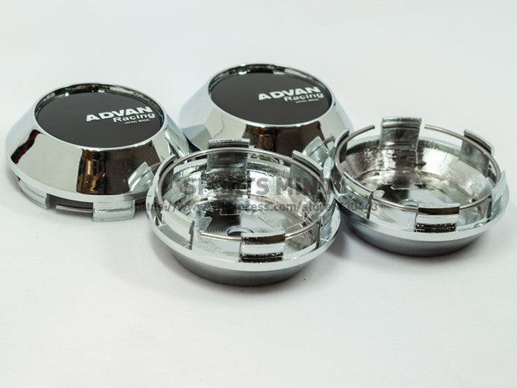4x69mm Working Emotion Wheel Cover Hub Cover Edge Cap Badge Black Chrome TE37