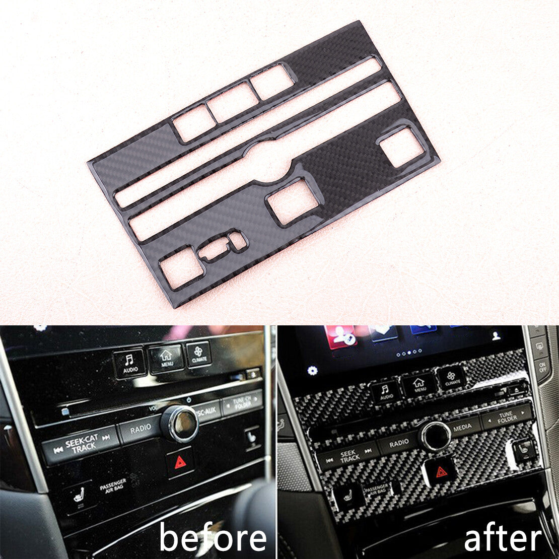 Dash Stereo Radio Panel Faceplates Bezel Frame Fit for Infiniti Q50 60 14-19 New