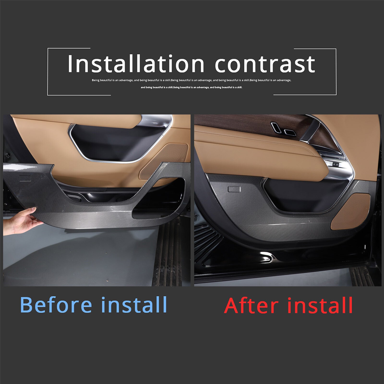 Carbon Look door kick guard trim for Land Rover for Range Rover Vogue 2023-2024
