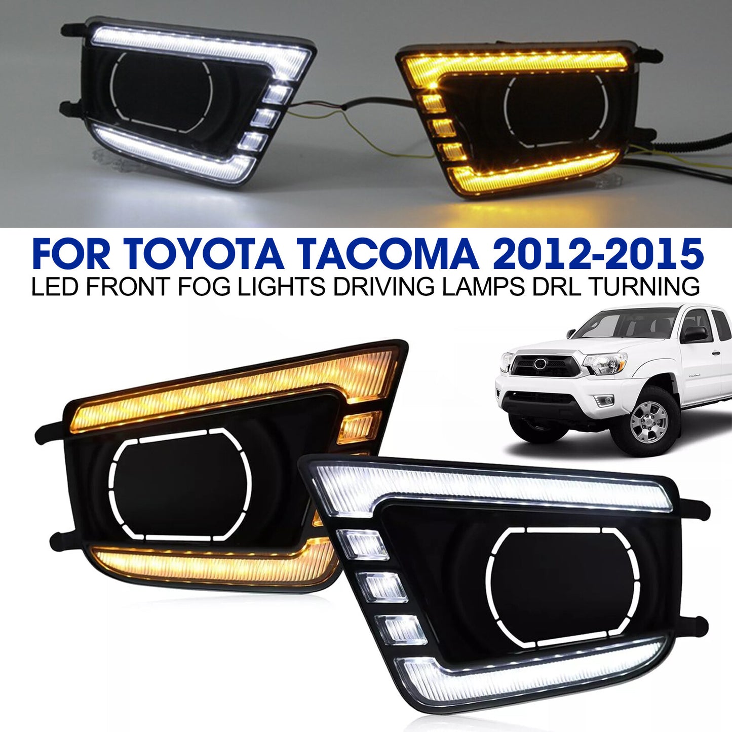 for TOYOTA Tacoma 2012-2015 LED DRL Front Bumper Fog Lamp Daytime Running Light