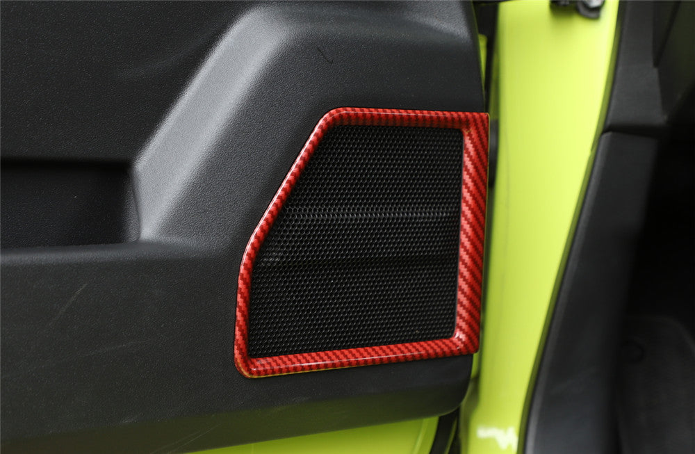 Interior Door Speaker Cover Trim for Suzuki for Jimny 2019-2022 ABS Red Carbon Fiber