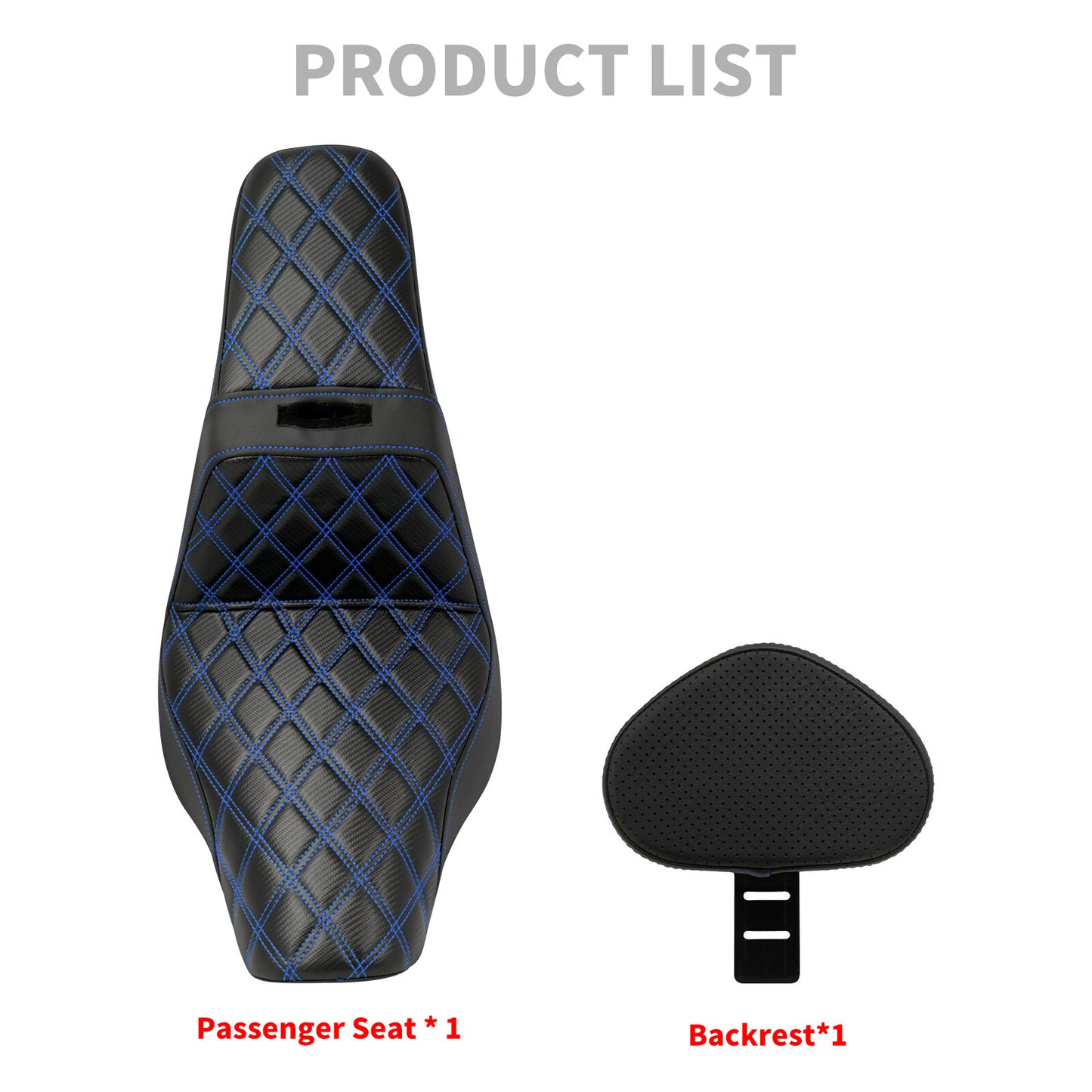 Driver Passenger Gel for Seat Blue Line w/ Backrest for Harley Low Rider 2018-2024