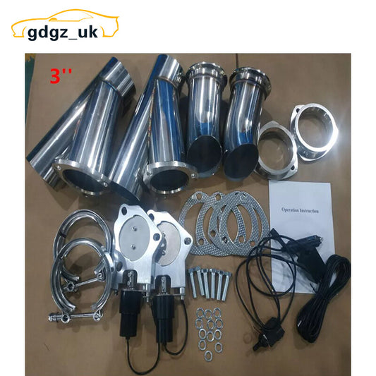 3 3inch Dual Electric Exhaust Valve Motor Y Header Pipe Kit Manual Control