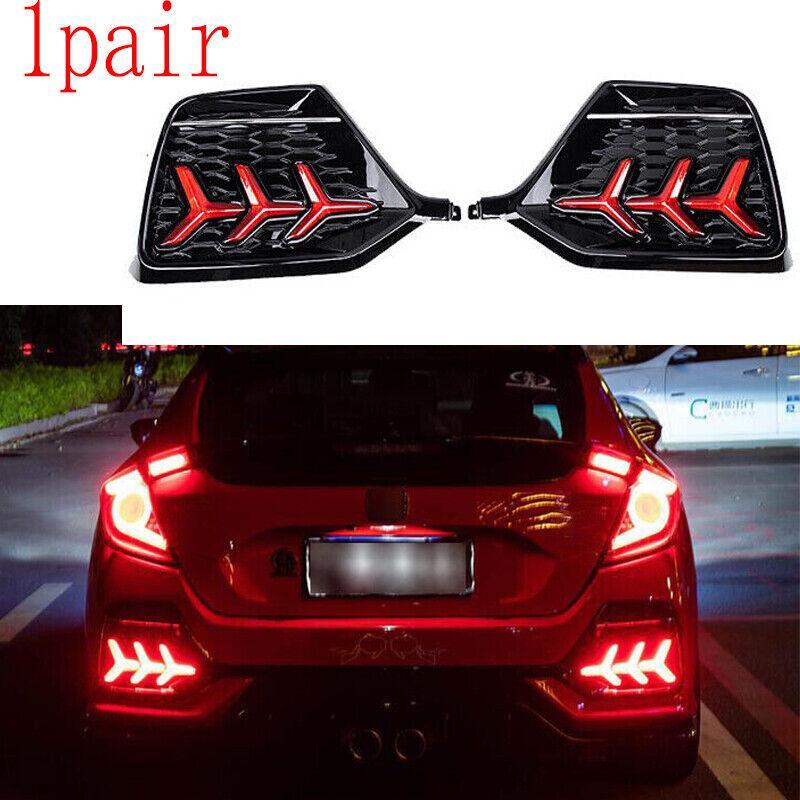 for Honda CarCivic Hatchback 17-21 Fish Bone Led Rear Fog Light Lamp Turn Signal