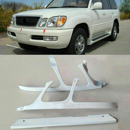 3Pcs For 1998 1999-2002 for Lexus LX470 Front Bumper Headlight Trim Under Net Primer