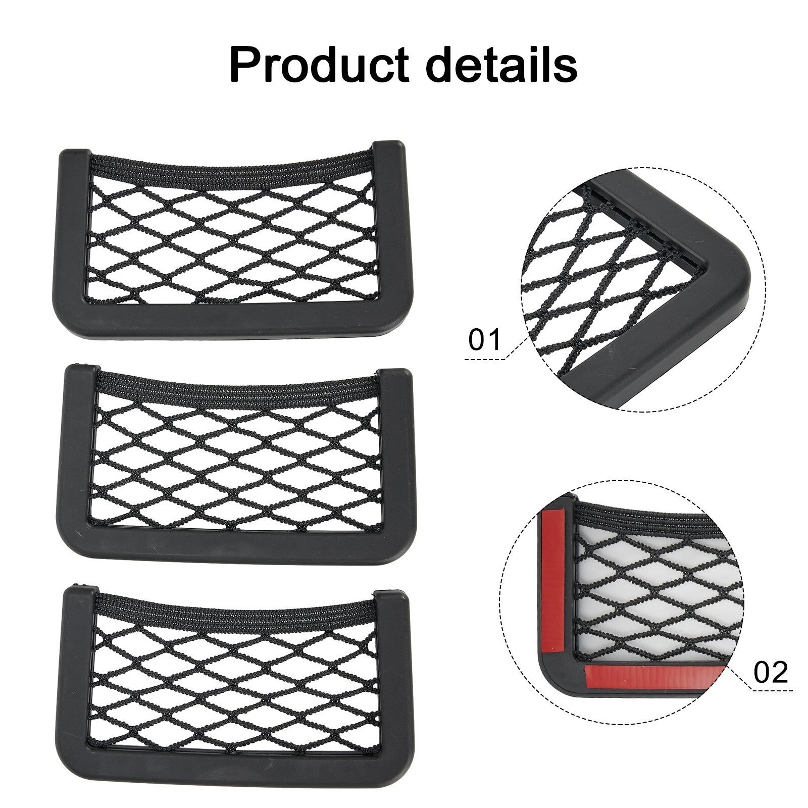 Car for seat back storage mesh pocket, phone holder pocket, storage bag parts