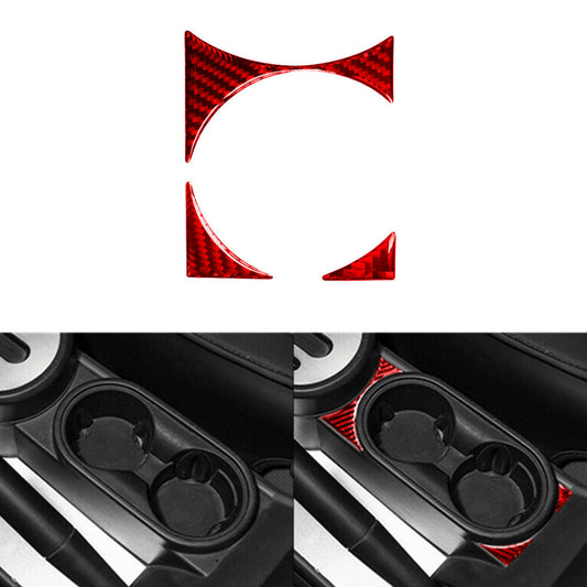 3X Red Carbon Fiber Center Cup Holder Outer Frame Trim for Jeep for Wrangler 2007-10