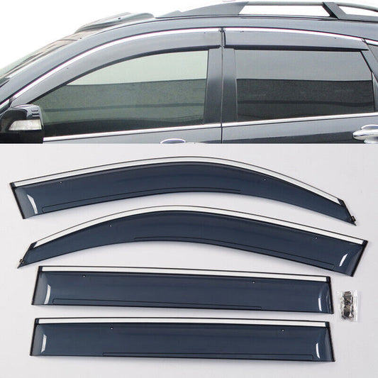 Window Visor Sun Rain Deflector W/Stainless Steel Trim for Honda CRV 2017-2022