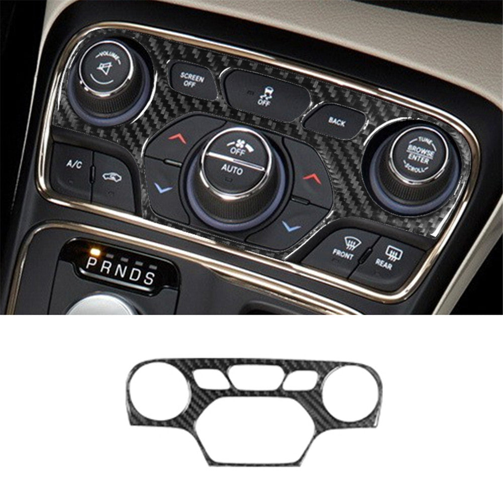 Carbon Fiber Gear Shift Knob Control Panel Cover Trim for Chrysler 200 2015-2017