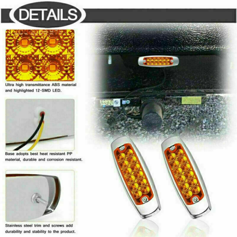 20Pcs Side Marker Amber Light Clearance 12LED Truck Trailer for Peterbilt 12V