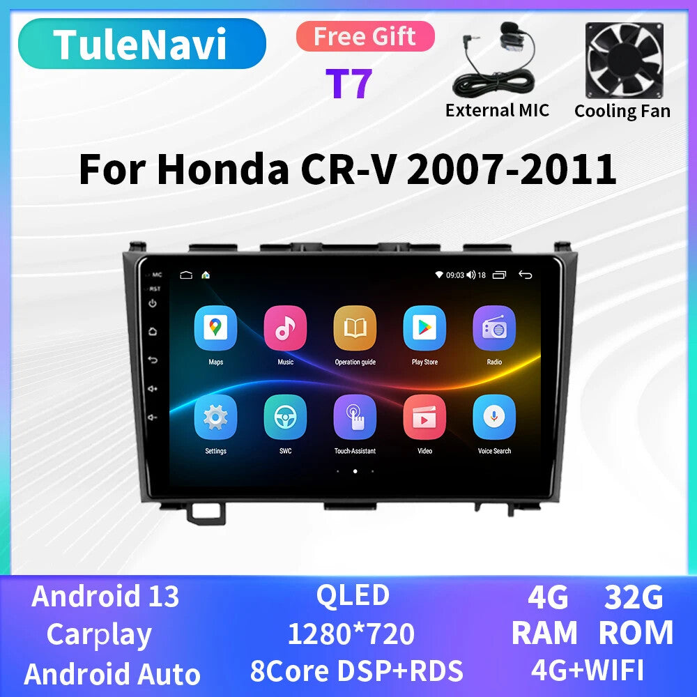 for Honda CRV for CR-V 3 2007-2011 Android Car Radio CarPlay GPS Multimedia Screen