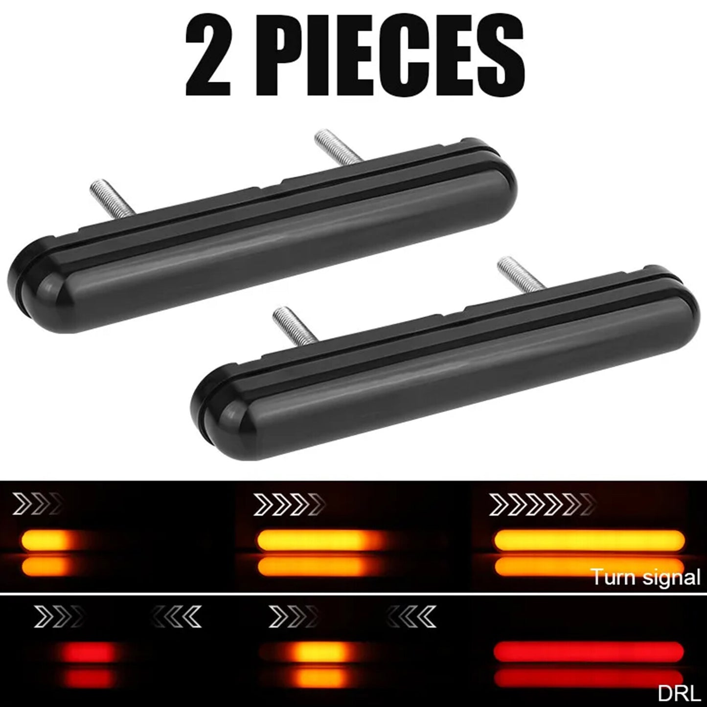 Oval red and amber flowing 5-inch LED turn signals, taillight strip, brake DRL Truc