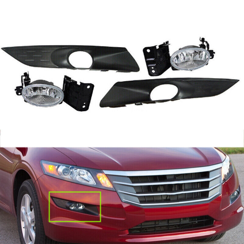 Front Bumper Fog Lights Lamp W/ Cover Bezel for Honda Accord Crosstour 2010-2012