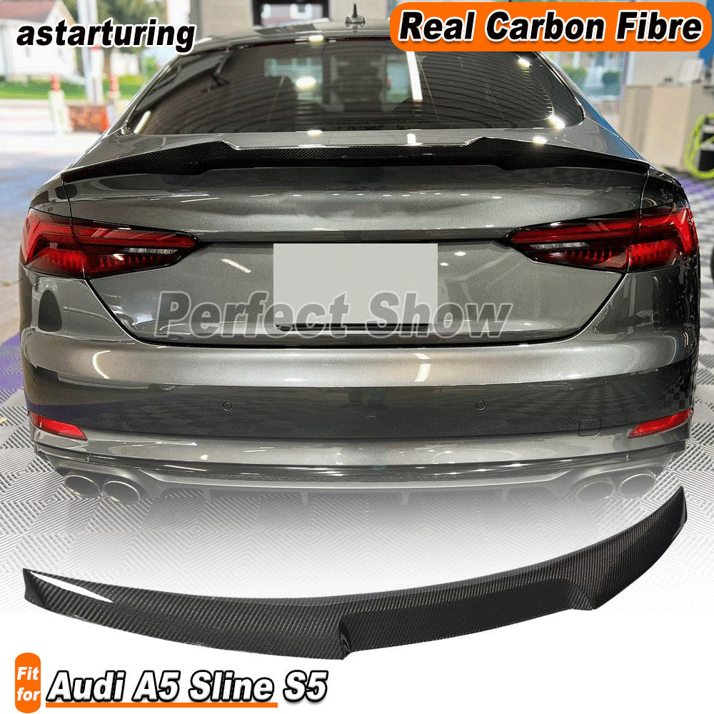 Fit for Audi A5 Sline S5 4-Door 2017-2020 REA Carbon Rear Spoiler Trunk Wing Lip
