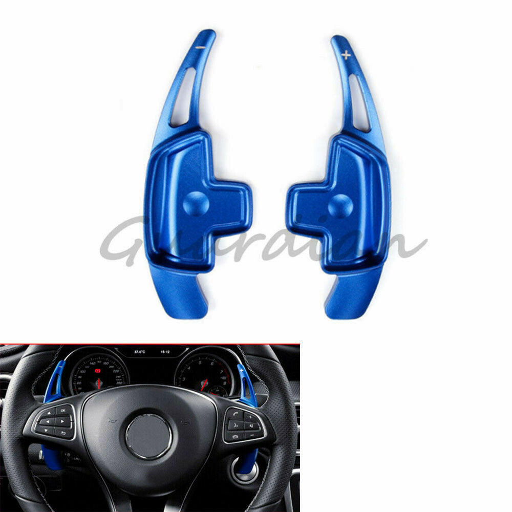 2PCS Blue Steering Wheel Paddle Extension Shifter for Benz C180L CLA GLE C200L