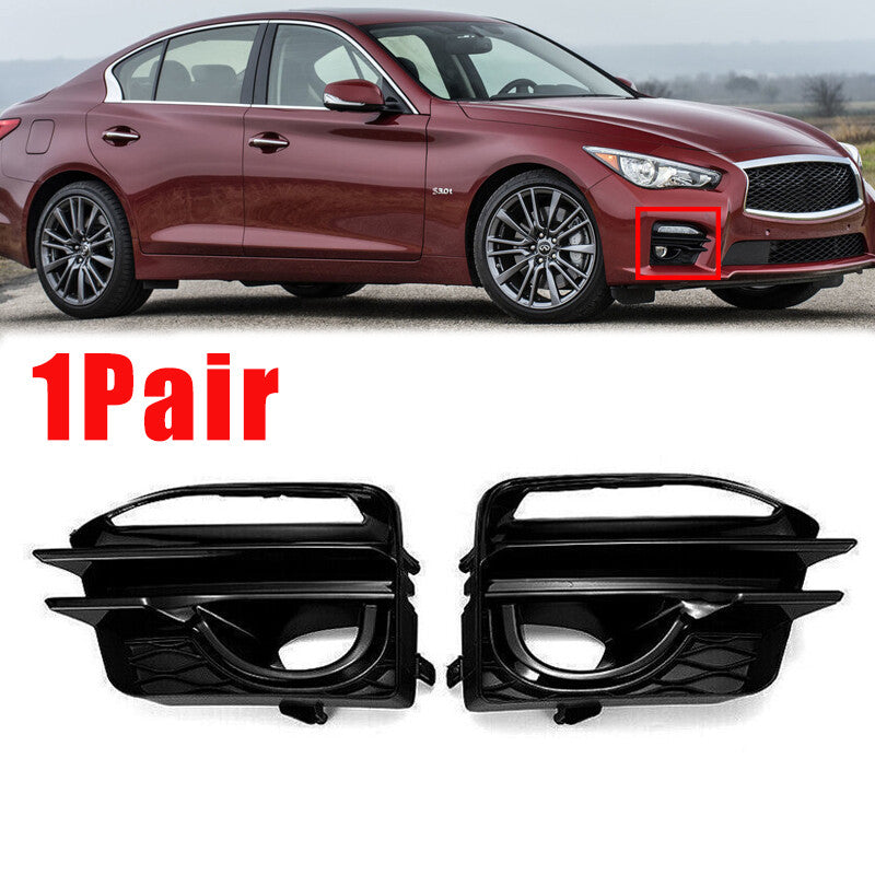 Pair for Infiniti Q50L Q50 LESQ 2014-2019 Front Bumper Fog Light Frame