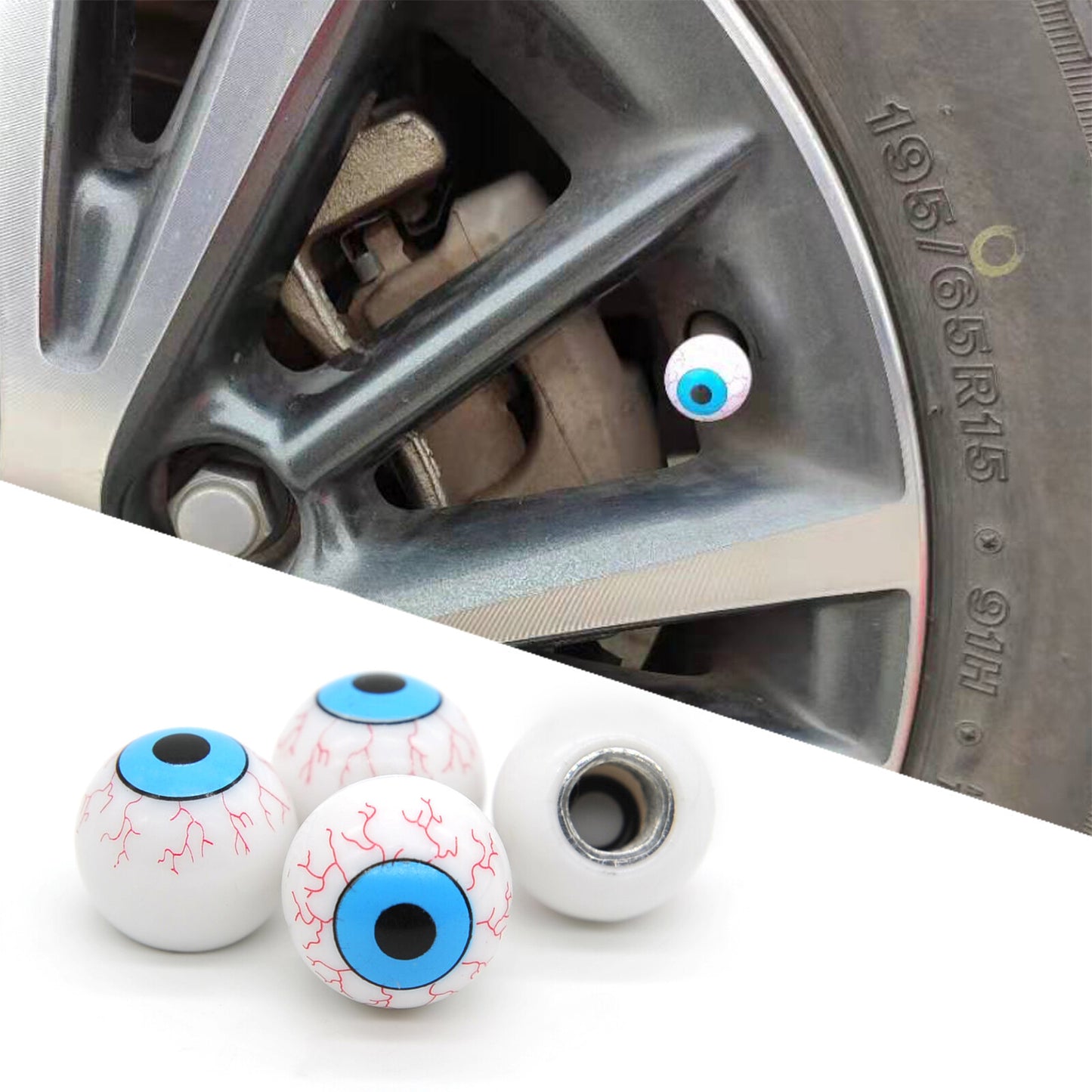 4 Pack Eyeball Tire Air Caps Tire Valves Stem Caps Tire Air Caps Metal