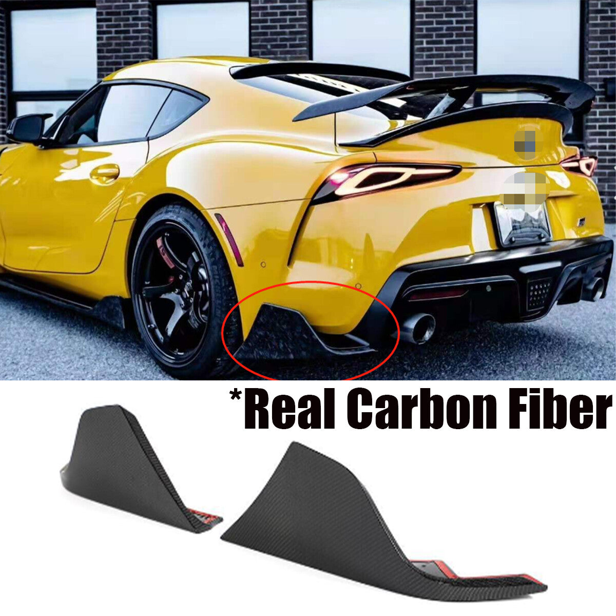 REAL Carbon Rear Bumper Side Corner Aprons Spats For 2020-23 for Toyota Supra GR A90