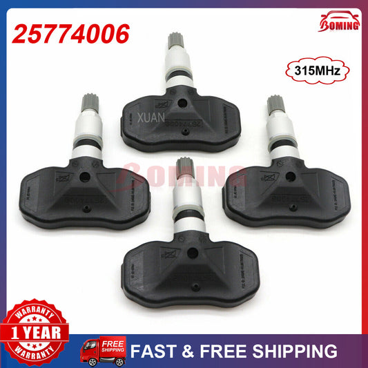 4x New TPMS Tire Pressure Sensor for GMC for Chevrolet Trailblazer 315MHz 25774006