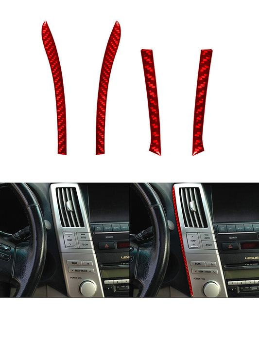 Red Carbon Fiber Center Air Vent Side Cover Trim for Lexus RX330 RX350 2004-2009