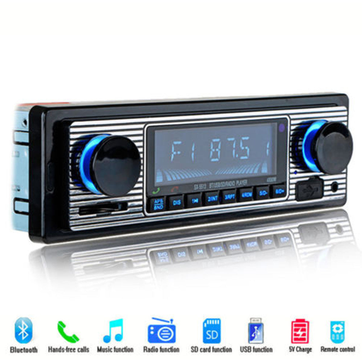 Bluetooth Car Stereo Audio In-Dash FM Aux Input Receiver SD USB MP3 Radio Player