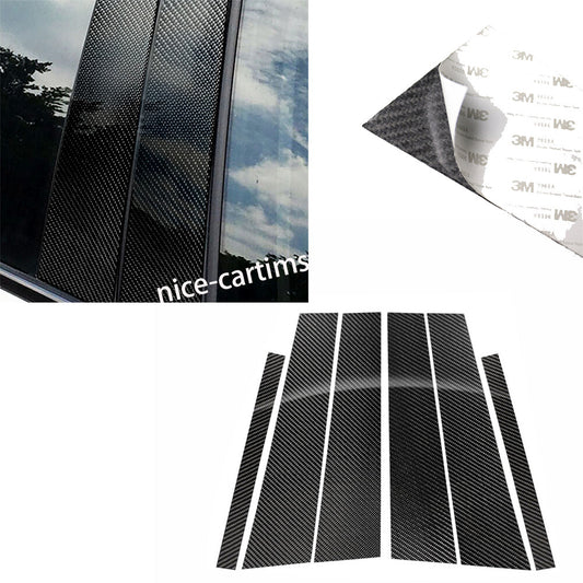6¡ÁCarbon Fiber Door Window Pillar Posts Panel Trim for Benz C Class W204 2007-13