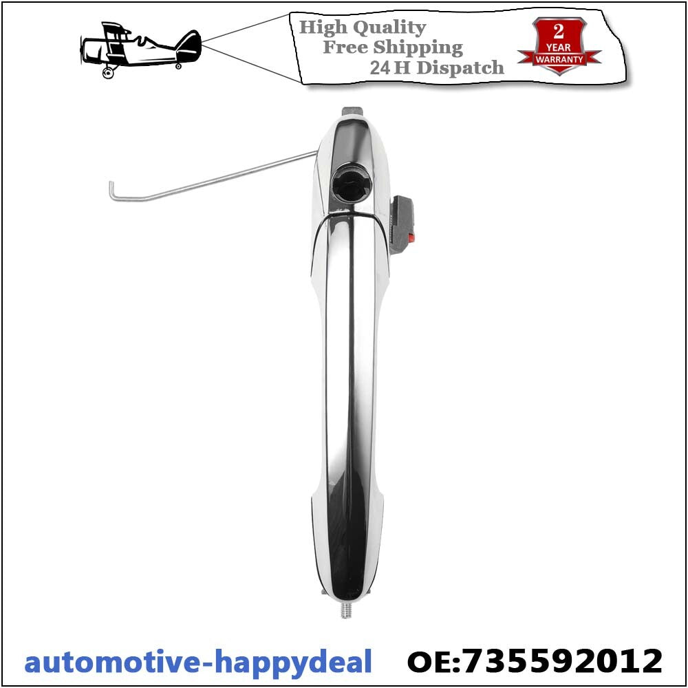 735592012 for Fiat 500 Offside Right Drivers Side Chrome Outer Door Handle
