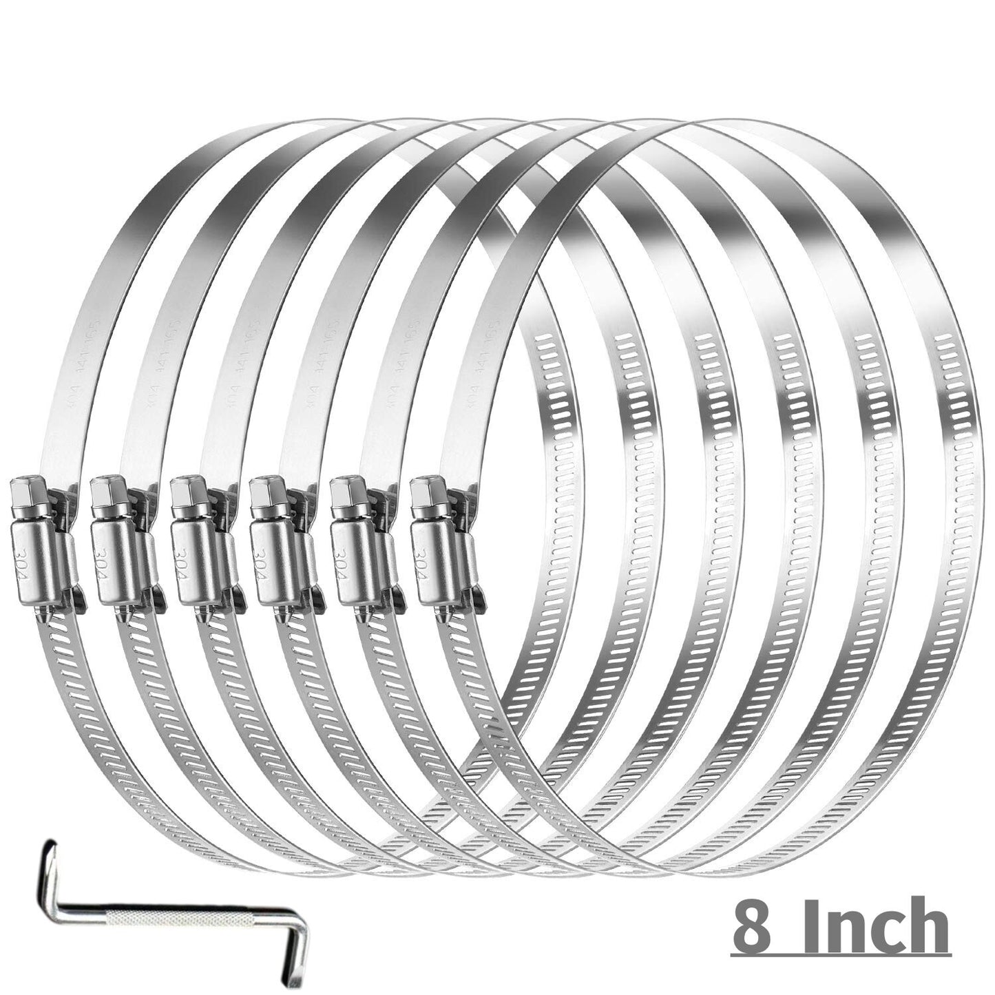 8-inch adjustable hose clamp TS304 hose clamp worm gear adjustable 194mm-216mm