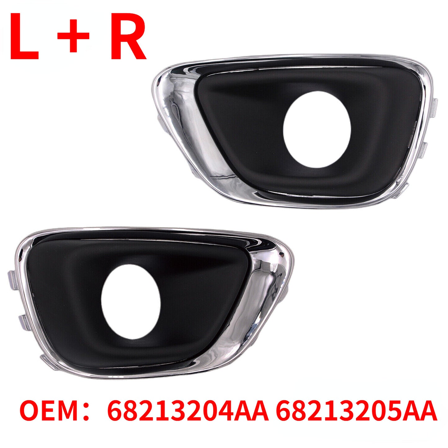 1Pair Fog Light Lamp Bezel Cover Chrome Trim Fit for Jeep Compass 2014-2016
