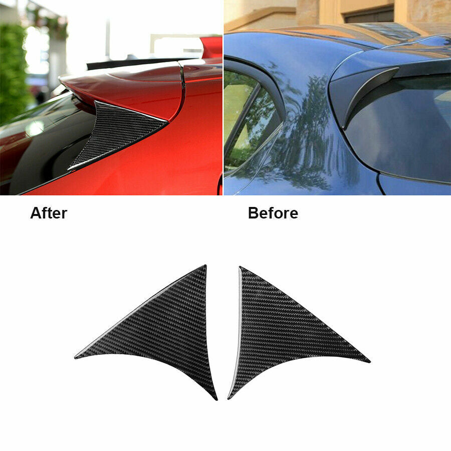 2PCS Carbon Fiber Rear Window Spoiler Wing Trim Fit for Mazda 3 Axela 2013-2016