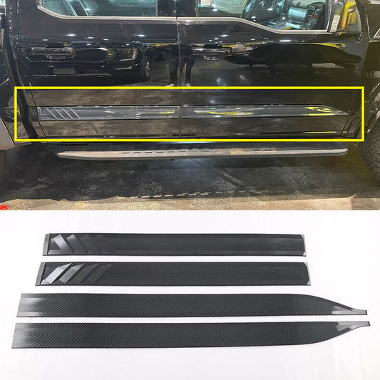 for Ford F150 2021-2023 Carbon Fiber Look Side Door Body Guard Strip Cover Trim