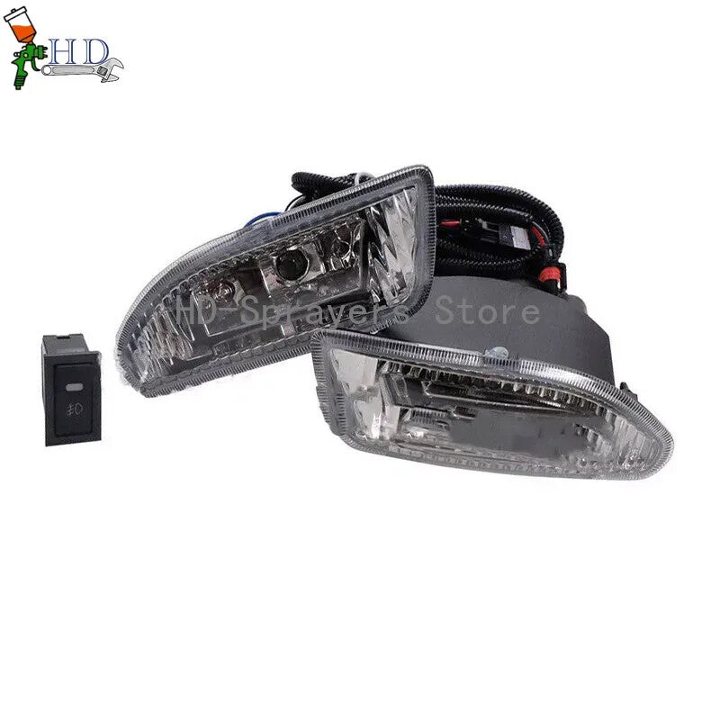 One set of front fog lights + wiring harness and switch suitable for 2002-2005 for Toyota Hilux
