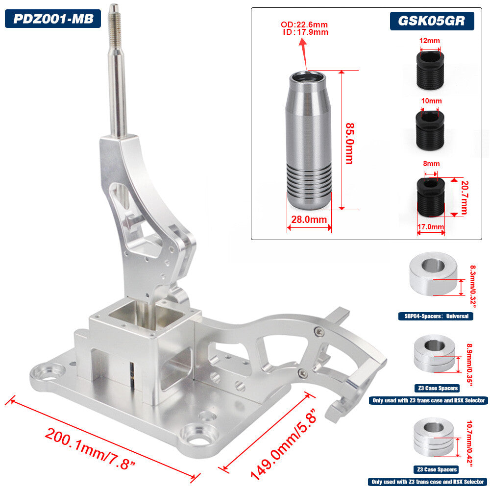 Trans Bracket Shifter Box Shift Cable Linkage w/ Knob for Honda K20 K24 K-Series