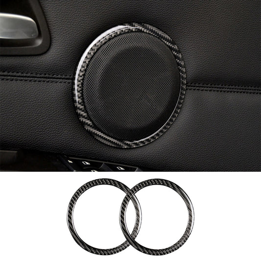 2¡ÁCarbon Fiber Door Speaker Ring Cover for BMW 3 Series E90 05-12 X1 E84 2008-12