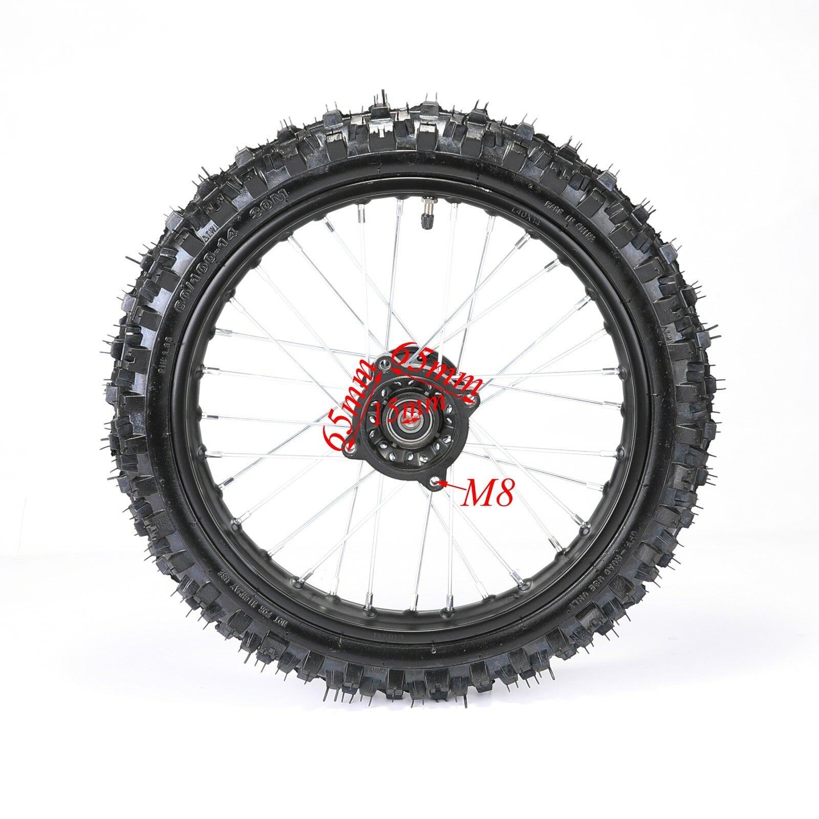 60/100-14 + 80/100-12 front and rear tires and rims CRF 110 SSR Apollo 125 Pit bicycle
