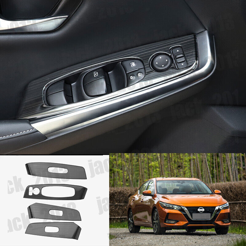 4pcs for NISSAN SYLPHY SENTRA 2020-24 BLACK WINDOW LIFT PANEL SWITCH COVER TRIM