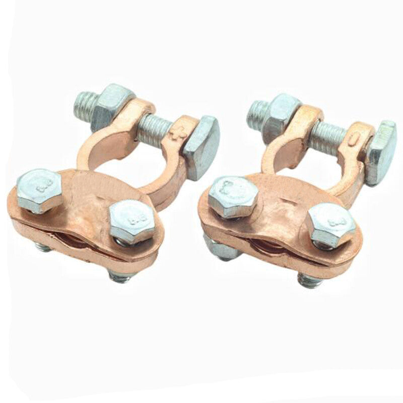 Universal copper pins for a pair of 16mm-18mm automotive battery clip terminal connectors.
