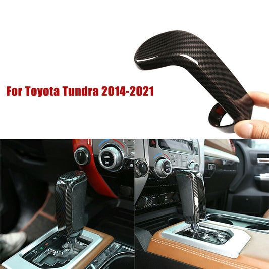 Carbon fiber Gear knob head decoration Trim ABS for Toyota Tundra 2014-2021