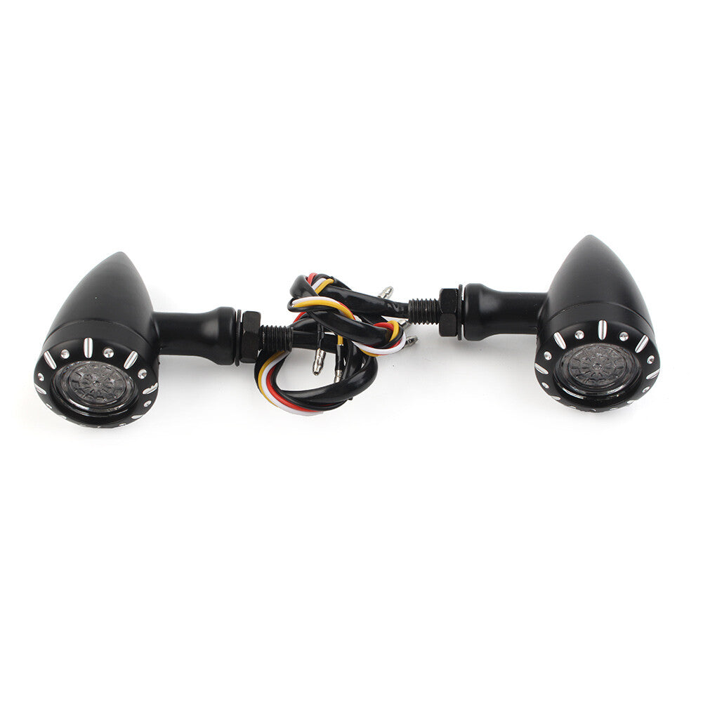 Motorcycle LED Red/Amber Brake Blinker Turn Signal Tail Light for Harley Black