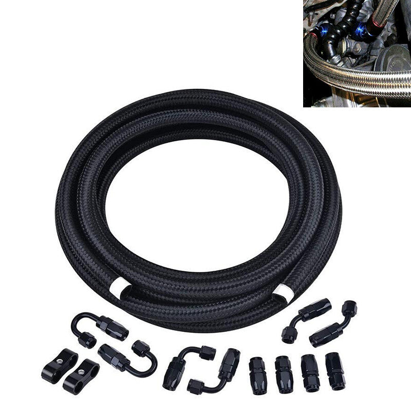 AN10 Oil Fuel Line Kit 10AN Nylon Braided Fuel Line 20FT Swivel Hose End Fitting