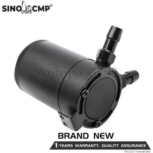 2-Port Oil Catch Can Aluminum Universal Reservoir Tank Compact w/Baffled Black?