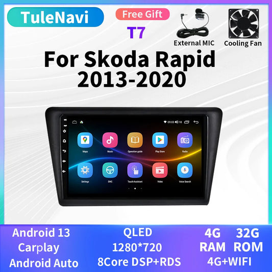 Car Radio for Skoda Rapid 2013-2020 CarPlay Stereo Multimedia GPS Player Screen
